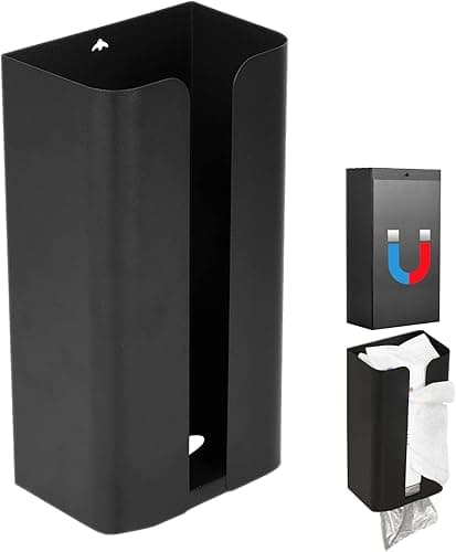 FUNDE-ROD ティッシュケース マグネット ボックス 磁石 ペーパーホルダー おしゃれ 壁掛け 片手で切れる 収納 キッチン 浴室 お風呂 洗面台 (ブラック)