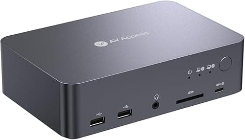 AV Access USB-C 12 in1ドッキングステーションの2入力2出力 KVM切替器| 2 台のラップトップ用、4K デュアルモニター対応、各ートPC 60W 充電、1G イーサネット付き、EDID エミュレーション機能搭載