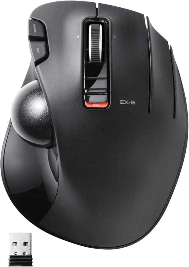 エレコム ワイヤレス トラックボールマウス EX-G 握りの極み 6ボタン チルトホイール（左右スクロール） ブラック M-XT3DRBK