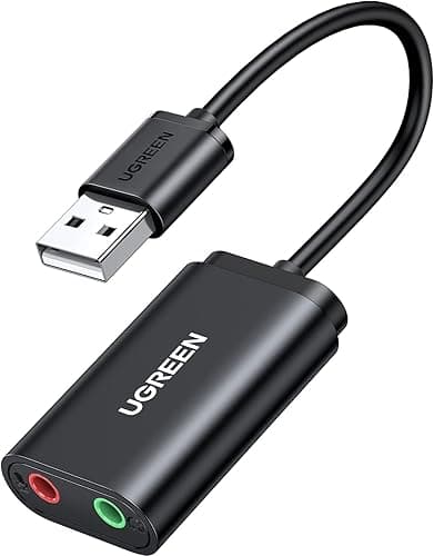 UGREEN USB オーディオ 変換アダプタ 外付け サウンドカード USB 3.5mm ミニ ジャック ヘッドホン・マイク端子 PS5 PS4,MacBook,Mac Mini,iMac,Windows PCなどに最適 ブラック