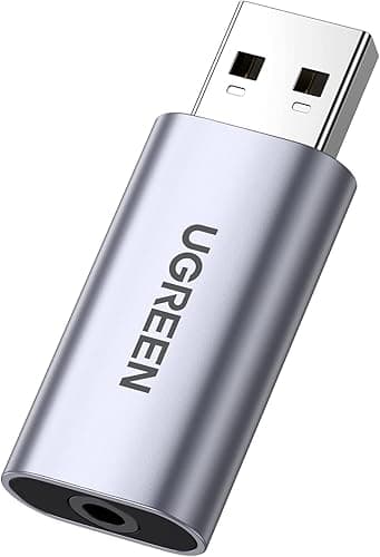 UGREEN USB イヤホンジャック 変換アダプタ 外付け サウンドカード USB 3.5ｍｍ 変換アダプター TRRS 4極 マイク・ヘッドホン端子一体化 直挿しタイプ PS5 PS4/Raspberry Pi/MacBook/Windows PC/Linuxなどに最適