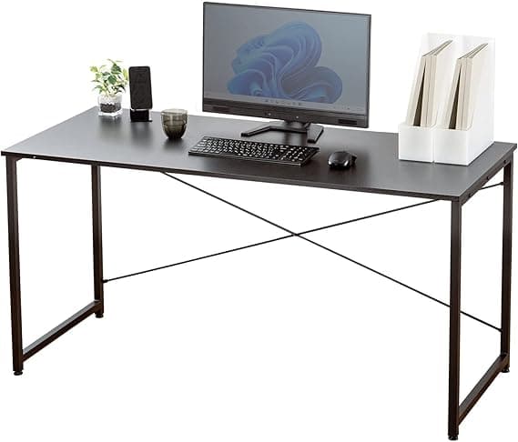 サンワダイレクト パソコンデスク 幅140×奥行60cm モニターアーム対応 机 PCデスク 組立簡単 ブラック 100-DESKF005BK3