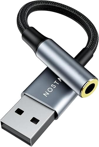NOSTALSIC USB オーディオ 変換アダプタ USB2.0 to 3.5mm イヤホンジャック 変換 外付け サウンドカード DAC搭載 24bit/96KHz対応 4極 TRRS Windows/Mac OS/PS4/PS5/Linux/Chromebook等対応 【日本企業】 (メタリックグレー)