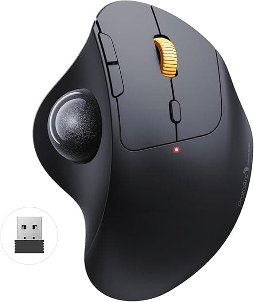 ProtoArc トラックボールマウス 静音 Bluetooth/USB接続 3台同時接続 マウス トラックボール 無線 USB-C充電式 5段階DPI切替 進む/戻るボタン搭載 親指操作 Windows/Mac/iOS/Android対応 スターリーブラック