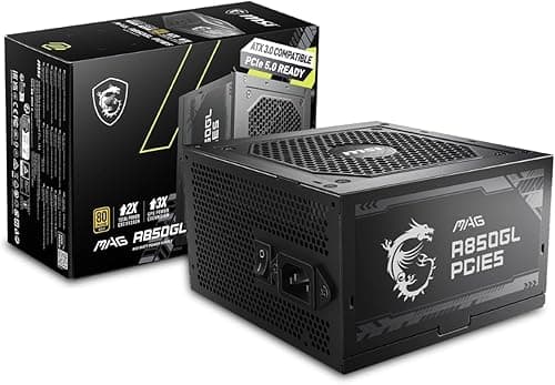 MSI MAG A850GL PCIE5 PC電源ユニット 850W ATX3.1/PCIe 5.1対応 80PLUS GOLD認証 フルモジュラー 7年保証 PS1327