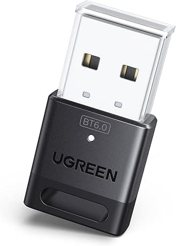 UGREEN Bluetooth 6.0アダプタ、PC用、USB bluetoothドングルレシーバー、EDR＆BLEモード、Windows 11/10/8.1対応、プラグ＆プレイ、ヘッドフォン/キーボード/マウス/スピーカー/プリンタなど対応 紛失防止
