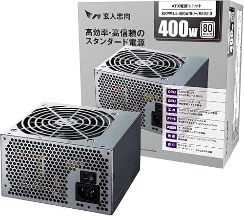 玄人志向 電源ユニット 400W ATX 電源 80 PLUS スタンダード PC電源 12cm静音ファン KRPW-L5-400W/80+/REV2.0