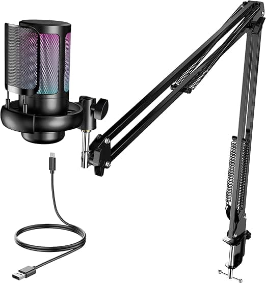 TKGOU USB ゲーミングマイク PC マイク コンデンサーマイクミュートボタン 単一指向性 RGBライティング 音量コントロール プラグ＆プレイ パソコンマイク ゲーム実況 ライブ配信 ポットキャスト ストリーミング Skype Discord Zoom Windows/Mac/PS4/PS5対応