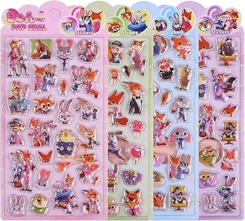 【4枚セット】Sediven 3dシール 立体シール ぷくぷく キラキラ ごほうび 3D 可愛い 女の子 携帯電話飾り用 手帳用 DIY用 日記帳用 手芸用品 貼り付け可能 (B4)